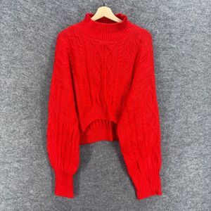 Arizona Sweater Pullover Women L Large Red Long Sleeve Knit Acrylic High Neck